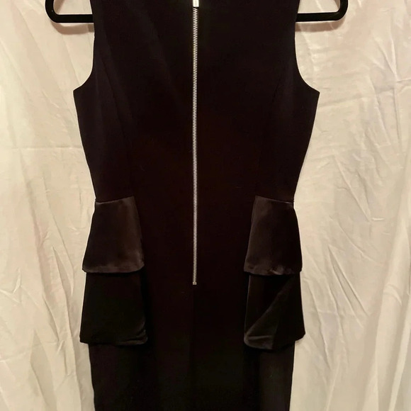 Michael Kors black dress size 0 sleeveless side ruffles feel like satin - Picture 2 of 6